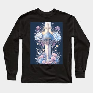 Multiple Cross Artwork Design Long Sleeve T-Shirt